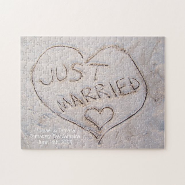 Just Married Destination Sand Schreiben Custom (Horizontal)