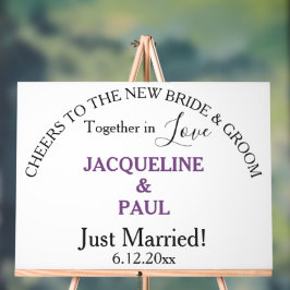 Just Married Dusty Violet White Acrylschild