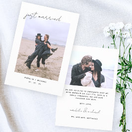 Just Married Elegant Simple Wedding Foto Card Ankündigung