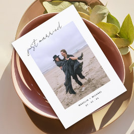 Just Married Elegant Simple Wedding Foto Card Save The Date