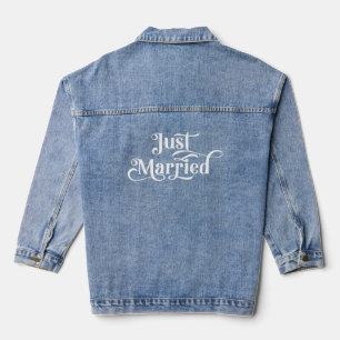 Just Married Elegant White Typografy Jeansjacke