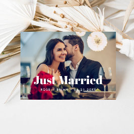 Just Married Elegante Script Wedding Custom Foto Ankündigung