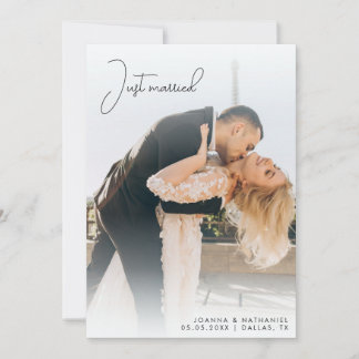 Just Married Elegante Simple Elopement Ankündigung