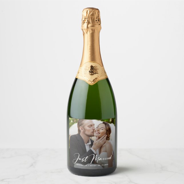 Just Married Elegantes Foto Hochzeit (Vorderseite)