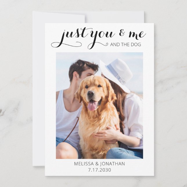 Just Married Elopement Dog Wedding Ankündigung (Vorderseite)
