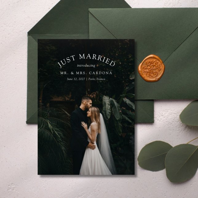 Just Married Elopement Hochzeitsankündigung Foto Ankündigung (Von Creator hochgeladen)
