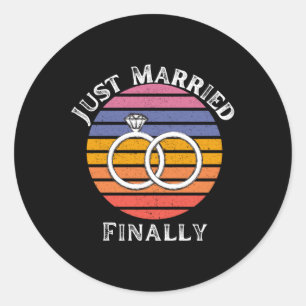 Just Married Endlich Verheiratete Funny Bride Groo Runder Aufkleber