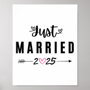 Just Married Est 2025 Flitterwochen Hochzeitspaare Poster