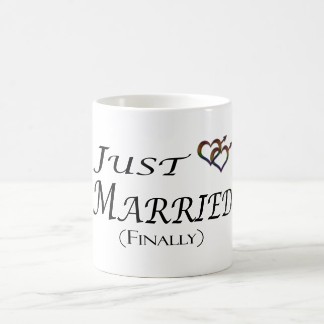 Just Married (final) Gay Pride mit Geschlechtersym Kaffeetasse (Mittel)