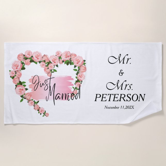 Just Married/Flitterwochen/ Hochzeitsgeschenk für  Strandtuch (Vorderseite)