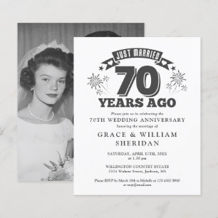 Just Married Forever 70 Jahre Foto Einladung