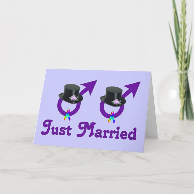 Just Married Formal Gay Male Ankündigung (Vorderseite)