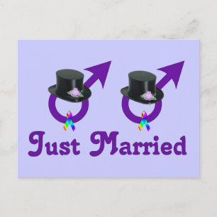 Just Married Formal Gay Male Ankündigungspostkarte