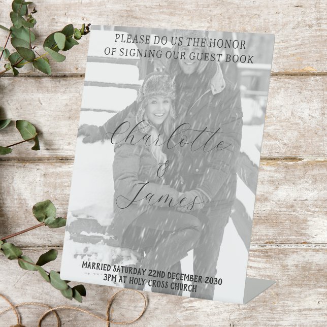Just Married Foto Guest Book Tabletop Unterzeichnu Sockelschild (Von Creator hochgeladen)