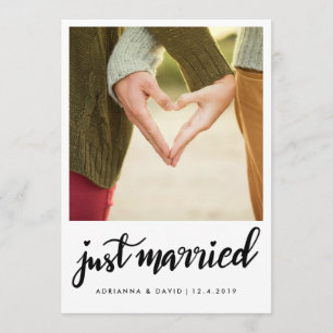 Just Married   Foto Hochzeit   Handgeschriebenes S Ankündigung