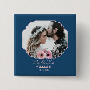 Just Married Foto Portrait Ehe Jahrestag Button