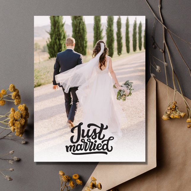 Just Married Foto Wedding Vielen Dank Postkarte (Just Married Photo Wedding Thank You Postcard)