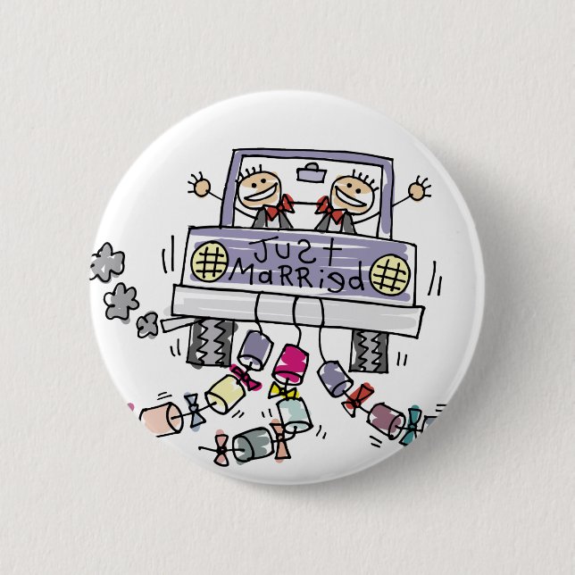 Just Married Gay Gastgeschenke Hochzeiten Button (Vorderseite)