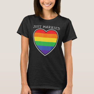 Just Married Gay Lesbian Lgbt Wedding Rainbow Lgbt T-Shirt
