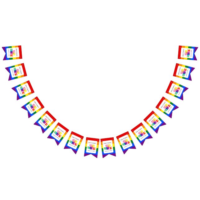 Just Married Gay Wedding Party Pride Rainbow LGBTQ Wimpelkette (Alle)