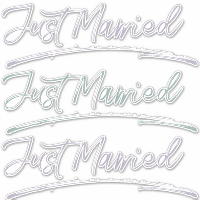 Just Married Handgeschriebene Kalligrafie Aquamari Aufkleber (Vorderseite)