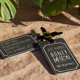 Just Married Happy Couple Honeymoon Gepäcktag Gepäckanhänger