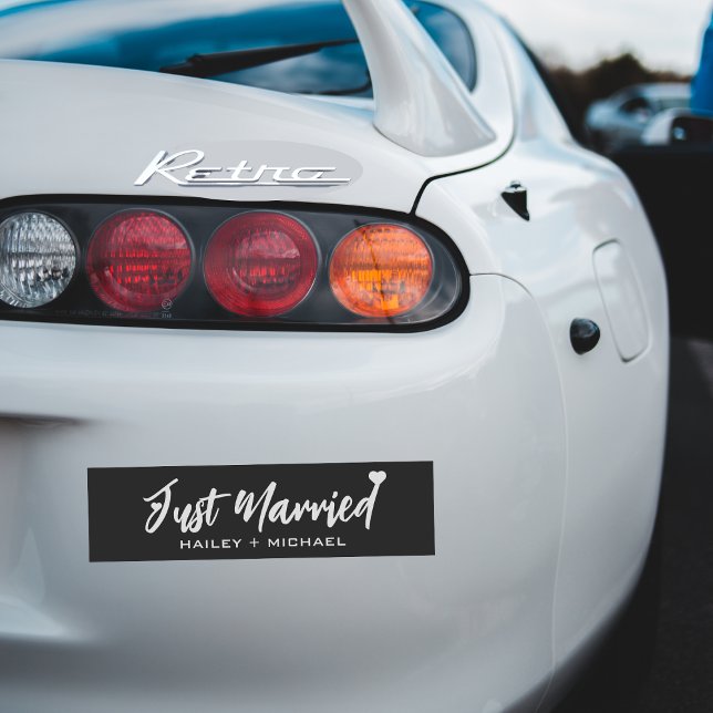 Just Married Heart Black Wedding neu Autoaufkleber (Just Married Heart Black Wedding Newlywed Bumper Sticker
)