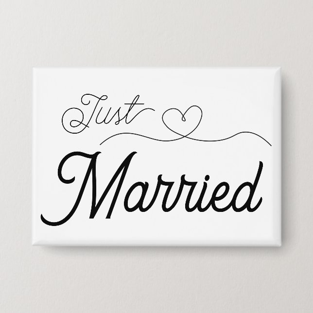 Just Married Heart Button (Vorderseite)