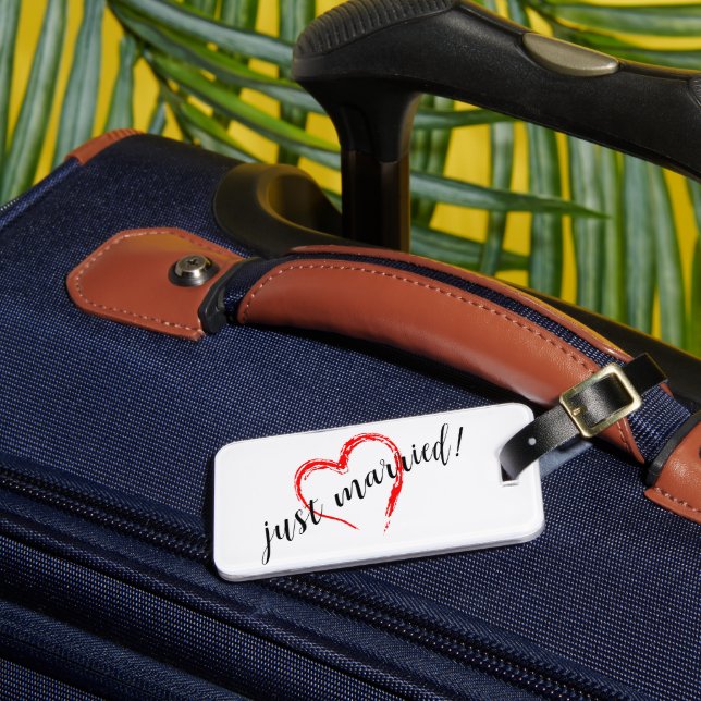 Just Married Heart Gepäckanhänger (Vorderseite Insitu 3)