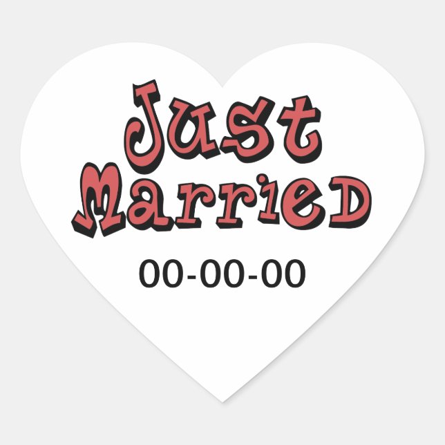 Just Married Herz-Aufkleber (Vorderseite)