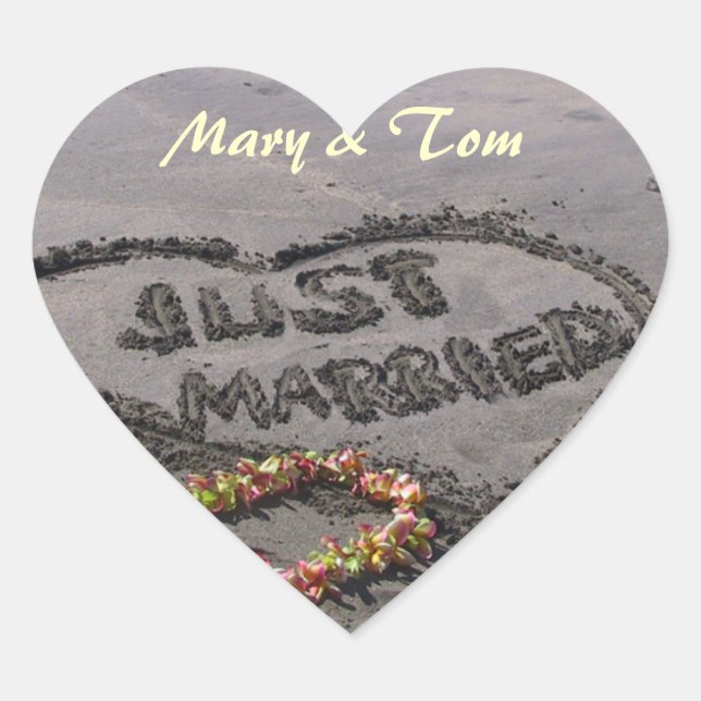 Just Married Herz-Aufkleber (Vorderseite)