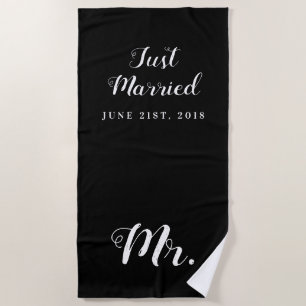 Just Married   Hochzeit Strandtuch