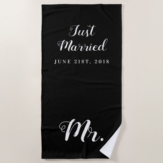 Just Married | Hochzeitsreise Strandtuch (Vorderseite)