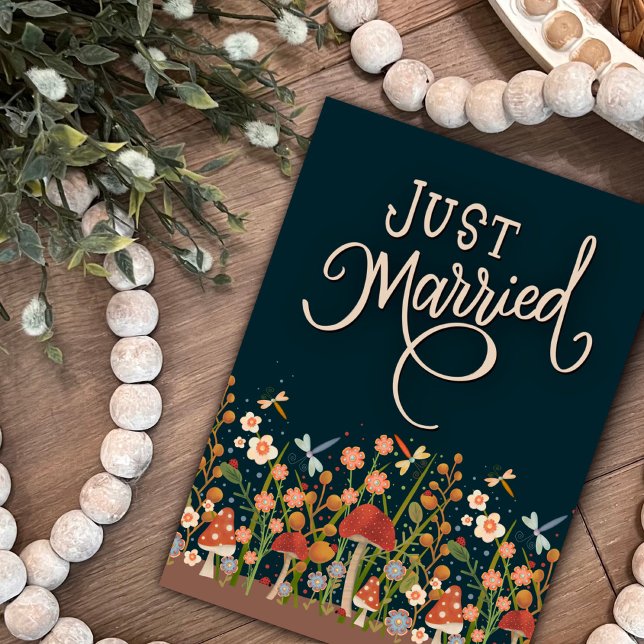 Just Married Hübsch Wildblume Wedding Boho Karte (Von Creator hochgeladen)