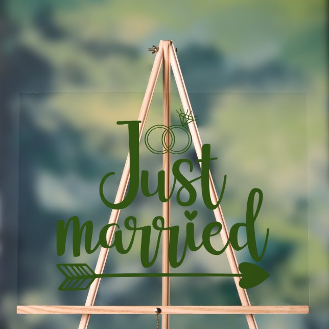 Just Married Hunter Green Acrylschild (Neutral)