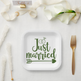Just Married Hunter Green Pappteller