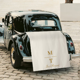 Just Married Ivory Gold Wedding Car Banner Sign Wandteppich