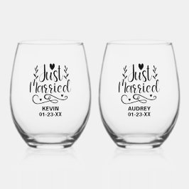 Just Married Keepake Weinglas Ohne Stiel