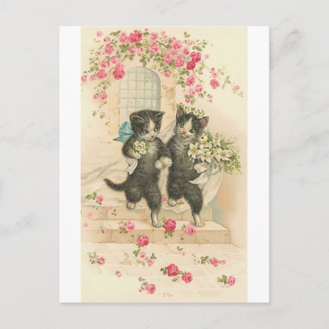 Just Married Kitty Cats Postkarte (Vorderseite)
