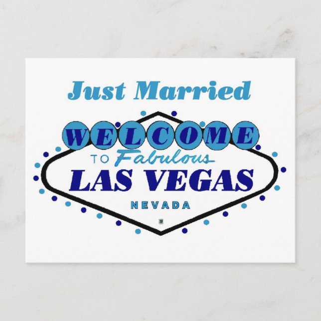 JUST MARRIED Las Vegas Postcard Ankündigungspostkarte (Vorderseite)