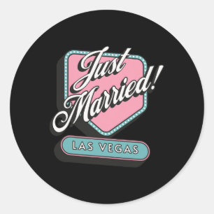 Just Married Las Vegas Wedding Bride Groom Runder Aufkleber
