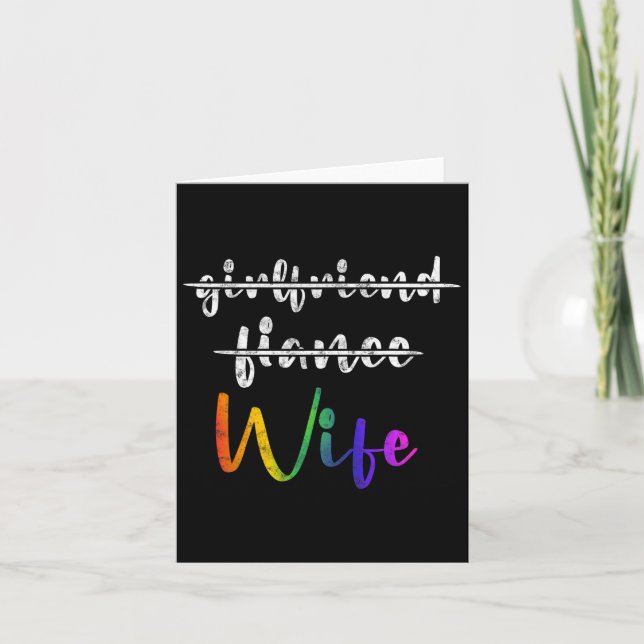 Just Married Lgbt Wedding Party Lesbian Ehefrau T- Karte (Vorderseite)