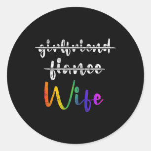 Just Married Lgbt Wedding Party Lesbian Ehefrau T- Runder Aufkleber