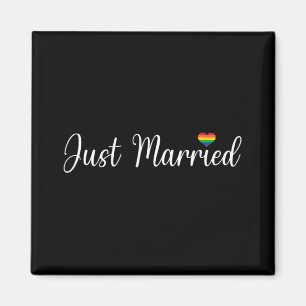 Just Married Lgbtq Gay Wedding Lesbian Bride Gay H Magnet