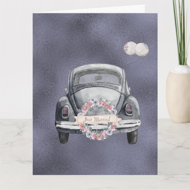 Just Married Lila Lavender Wedding Karte (Vorderseite)
