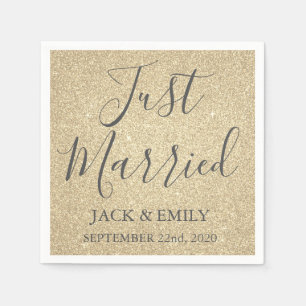 Just Married Luxury Gold Napkins Serviette
