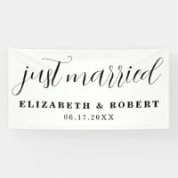 Just Married Modern Elegante Neuverheiratete Hochz