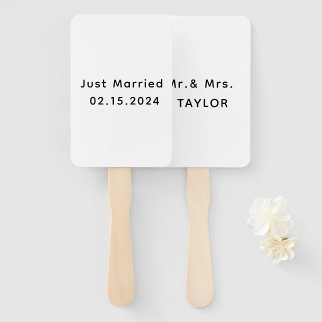 Just Married Mr. & Mrs. | Hochzeitsmonogramm Fächer (Vorne und Hinten)