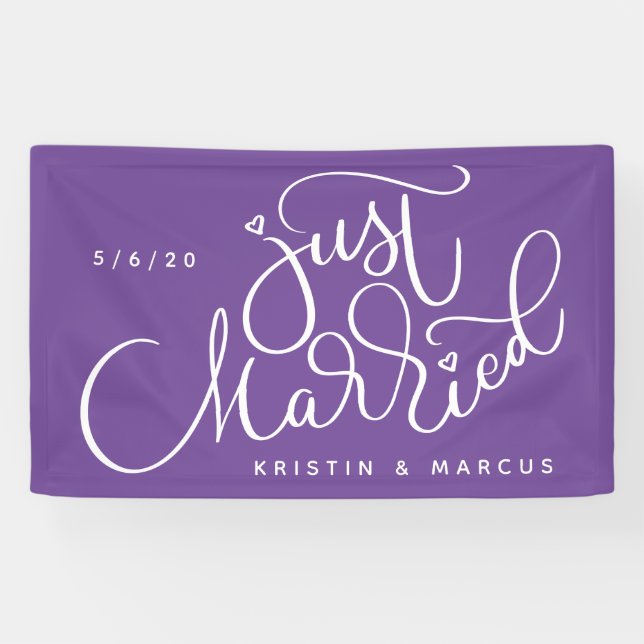 Just Married | Name und Datum hinzufügen Banner (Horizontal)