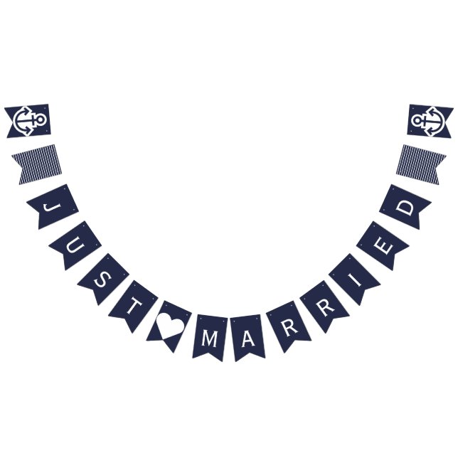Just Married Nautical Wedding Bunting Wimpelkette (Alle)